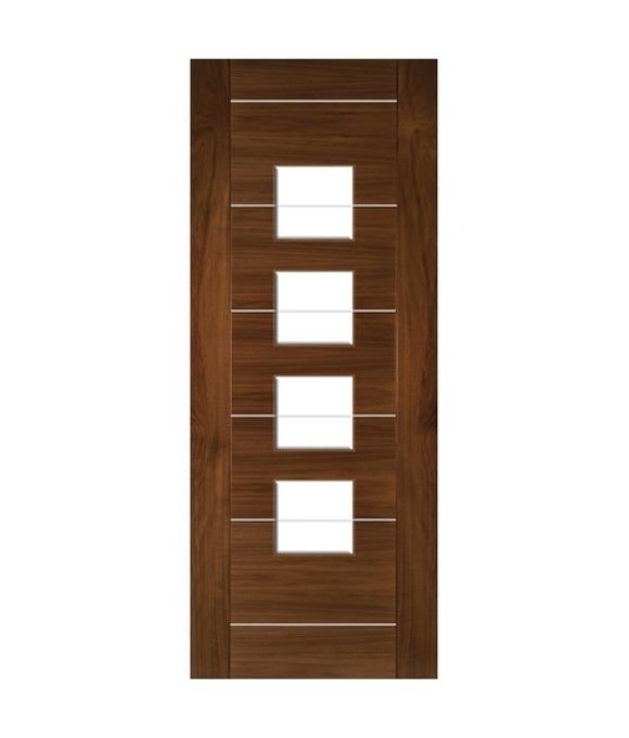 PRE-FINISHED VALENCIA WALNUT W/ SANDBLASTED GLASS 35MM
