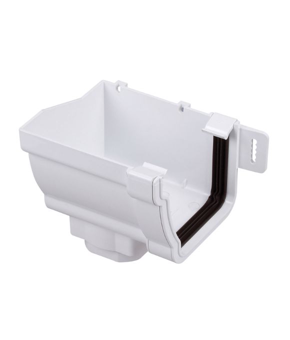 OSMA GUTTER STORMLINE STOPEND OUTLET LH WHITE