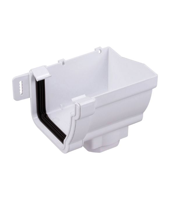 OSMA GUTTER STORMLINE STOPEND OUTLET RH WHITE