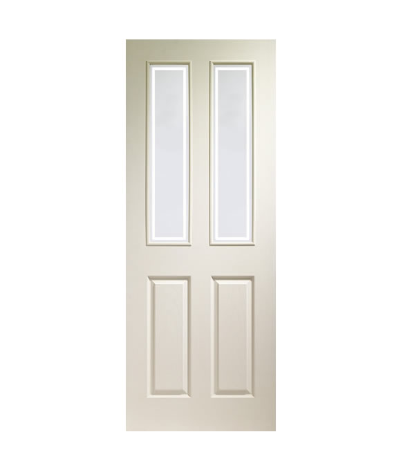 WHITE MOULDED & TEXTURED VICTORIAN WITH CLEAR OR FORBES GLASS 35MM