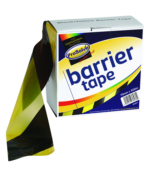 BLACK & YELLOW BARRIER TAPE 70MM X 500MT 