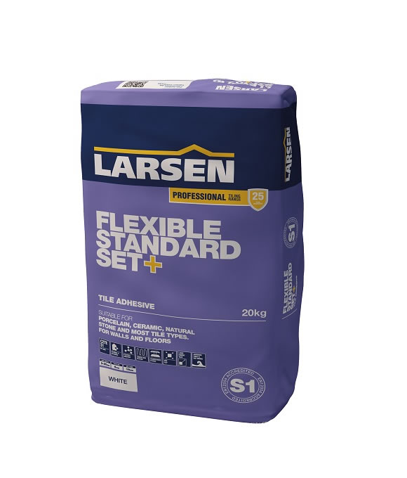 LARSEN PROFESSIONAL FLEXIBLE STANDARD SET TILE ADHESIVE WHITE 10KG