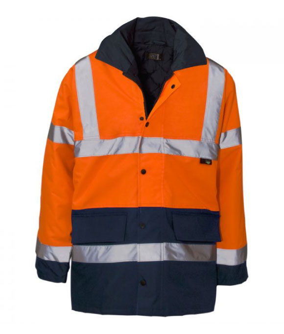 SUPERTOUCH TWO TONE PARKA JACKET HI VIS ORANGE & NAVY 