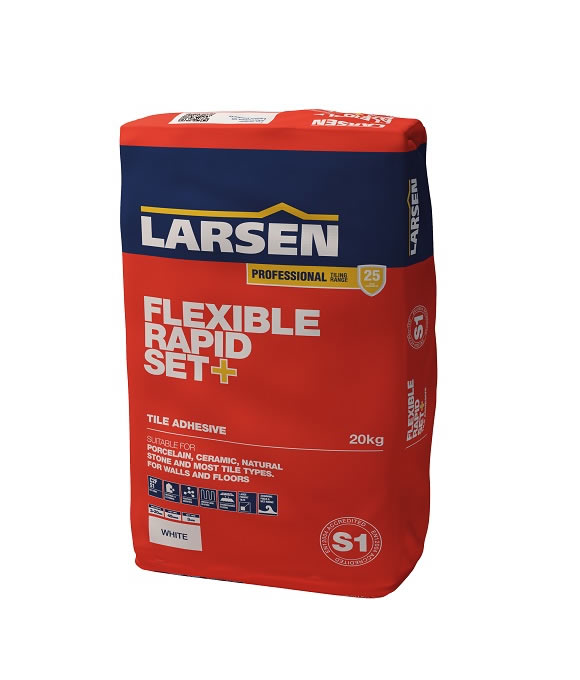 LARSEN PROFESSIONAL FLEXIBLE RAPID SET S1 TILE ADHESIVE GREY 20KG