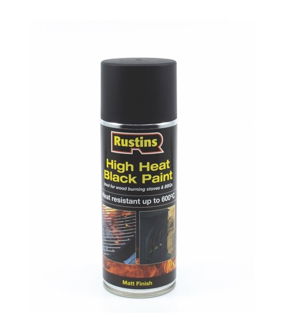 RUSTINS HIGH HEAT MATT BLACK PAINT SPRAY 400ML 