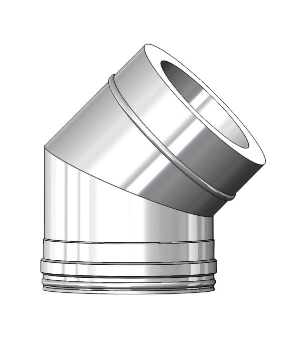 STOVE FLUE PIPE MI TWINWALL 150MM 45DEG BEND