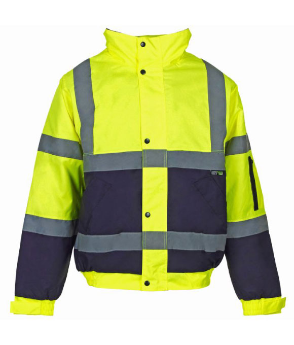 SUPERTOUCH TWO TONE BOMBER JACKET HI VIS YELLOW & NAVY 